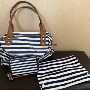 Striped Navy and White Handbag Bundle